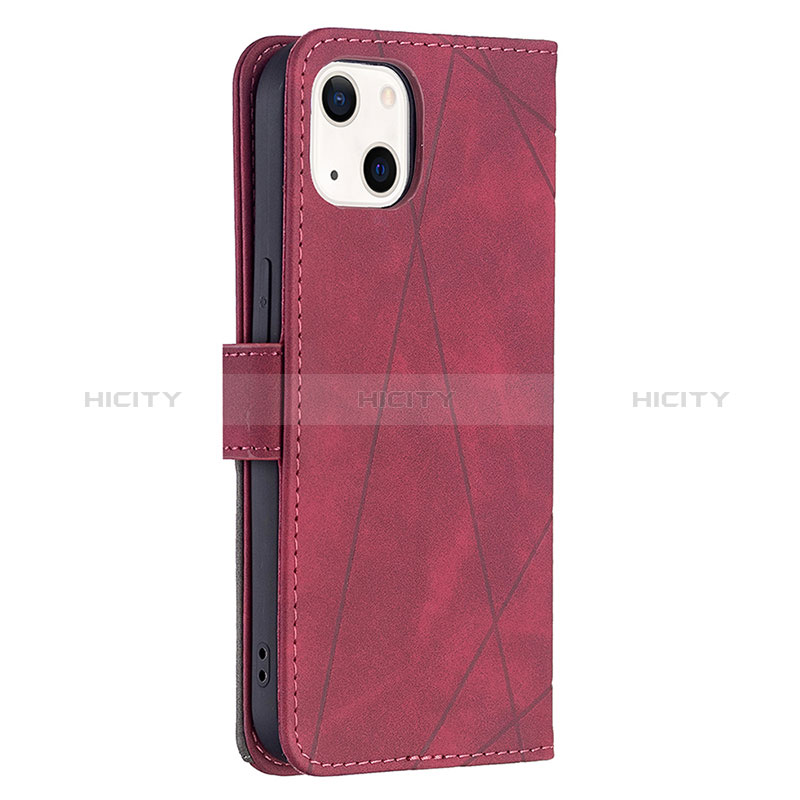 Custodia Portafoglio In Pelle Fantasia Modello Cover con Supporto L06 per Apple iPhone 15 Plus Rosso