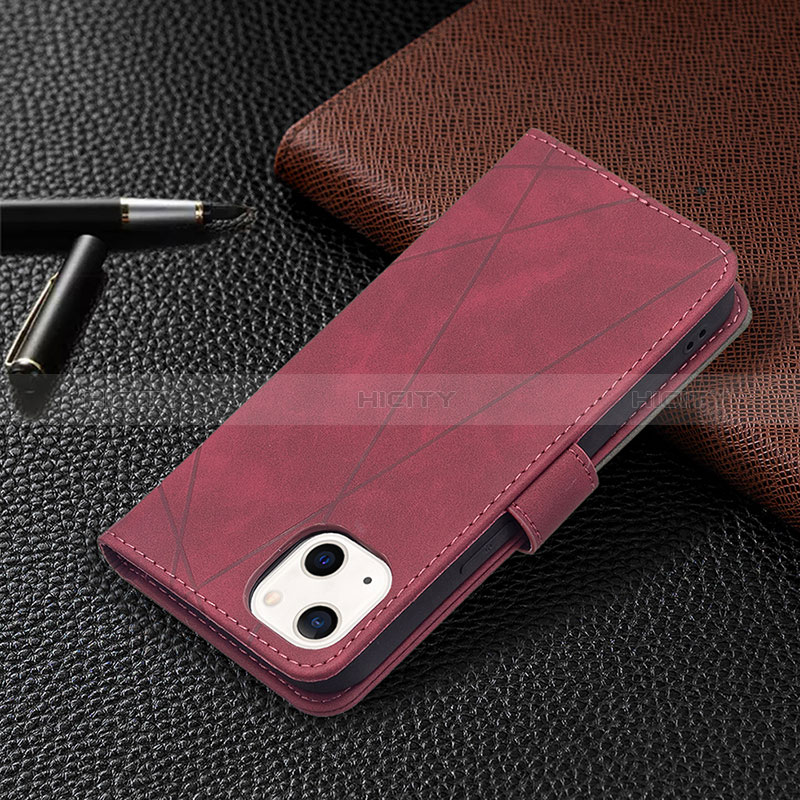 Custodia Portafoglio In Pelle Fantasia Modello Cover con Supporto L06 per Apple iPhone 15 Plus Rosso