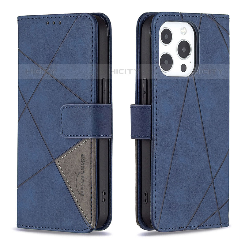 Custodia Portafoglio In Pelle Fantasia Modello Cover con Supporto L06 per Apple iPhone 16 Pro Max Blu