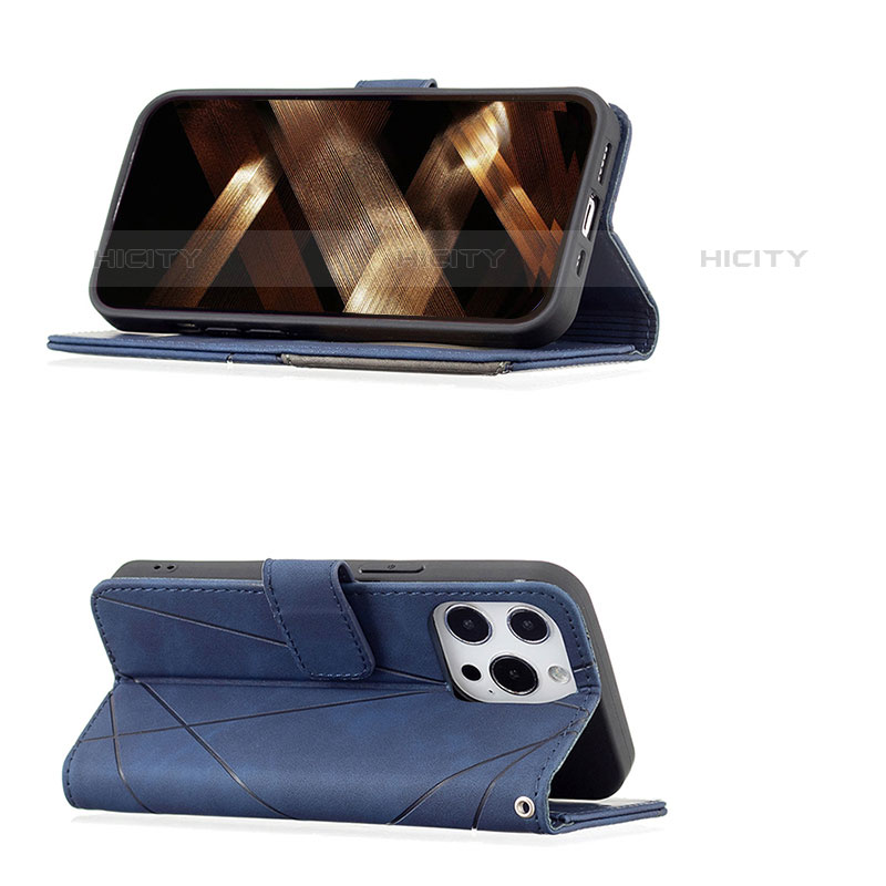 Custodia Portafoglio In Pelle Fantasia Modello Cover con Supporto L06 per Apple iPhone 16 Pro Max Blu