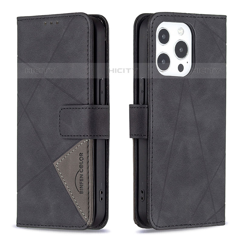 Custodia Portafoglio In Pelle Fantasia Modello Cover con Supporto L06 per Apple iPhone 16 Pro Max Nero