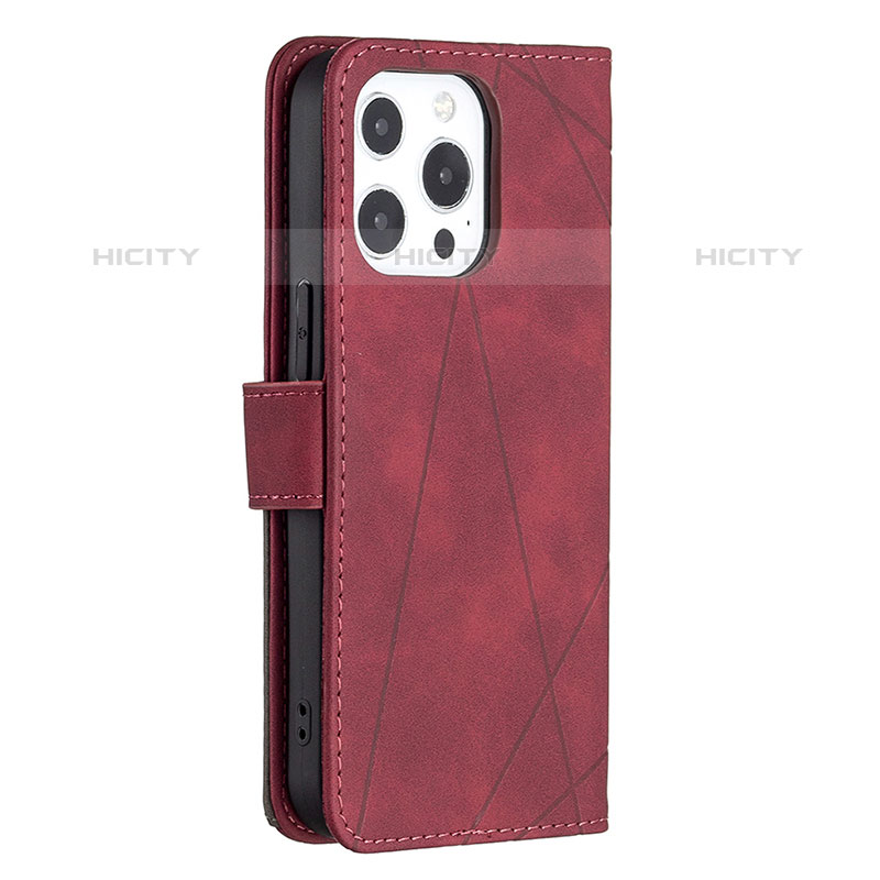 Custodia Portafoglio In Pelle Fantasia Modello Cover con Supporto L06 per Apple iPhone 16 Pro Rosso