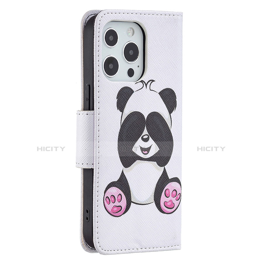 Custodia Portafoglio In Pelle Fantasia Modello Cover con Supporto L07 per Apple iPhone 13 Pro Bianco