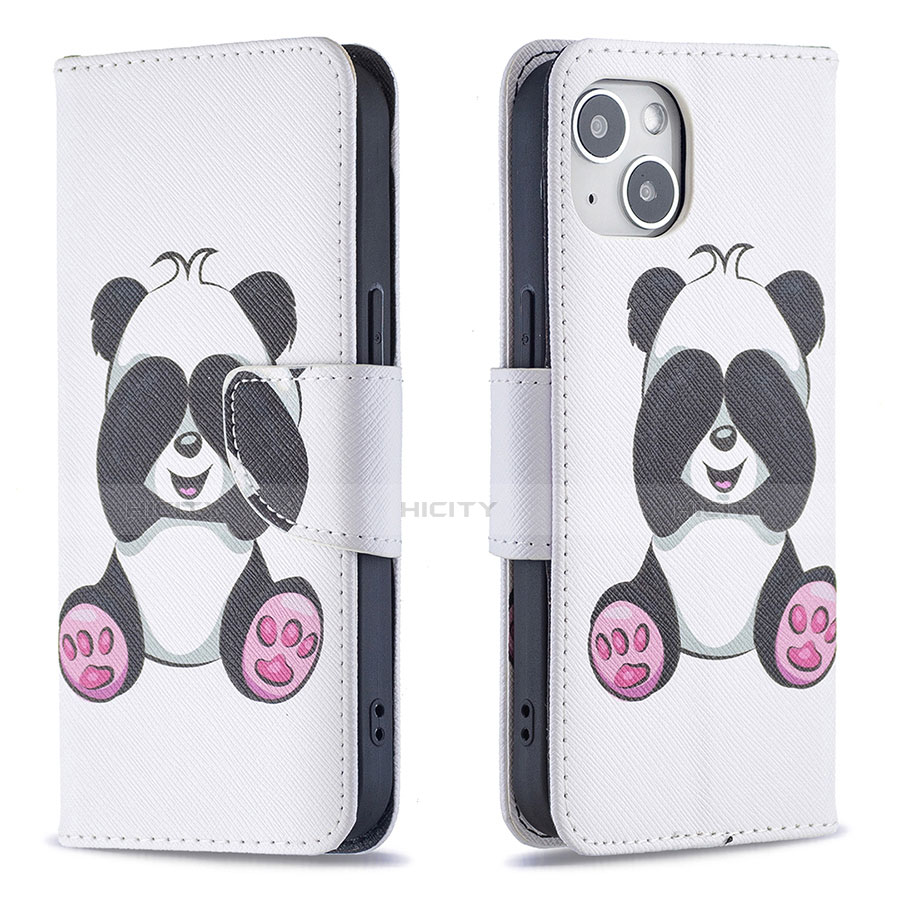 Custodia Portafoglio In Pelle Fantasia Modello Cover con Supporto L07 per Apple iPhone 14 Bianco