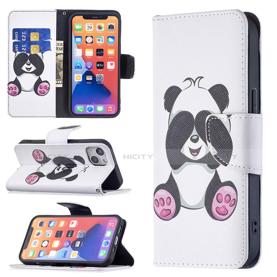 Custodia Portafoglio In Pelle Fantasia Modello Cover con Supporto L07 per Apple iPhone 14 Plus Bianco