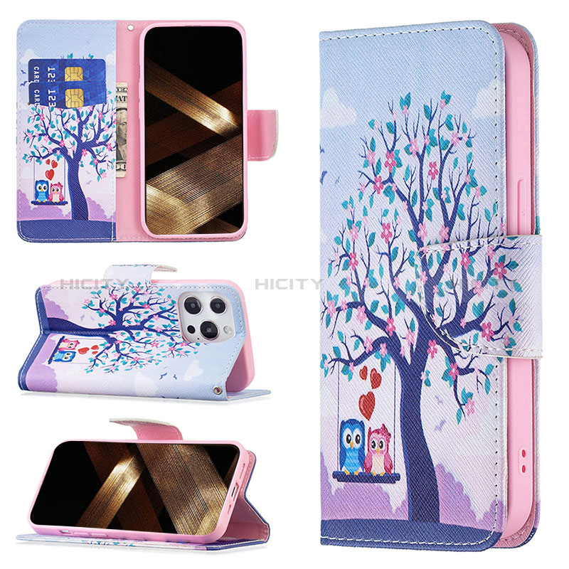 Custodia Portafoglio In Pelle Fantasia Modello Cover con Supporto L07 per Apple iPhone 14 Pro Max Multicolore