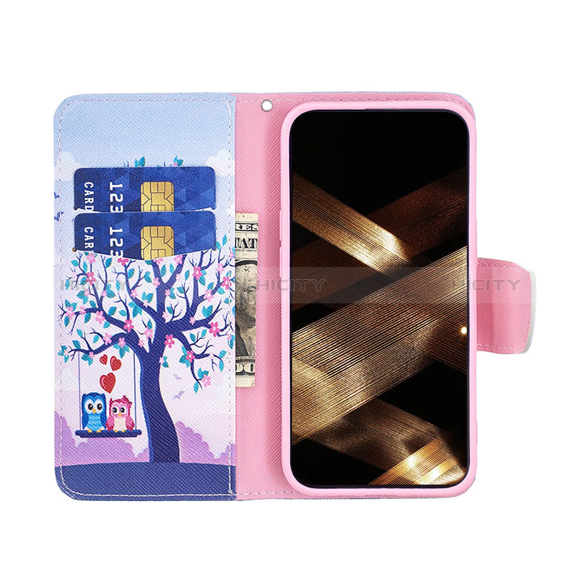 Custodia Portafoglio In Pelle Fantasia Modello Cover con Supporto L07 per Apple iPhone 15 Multicolore