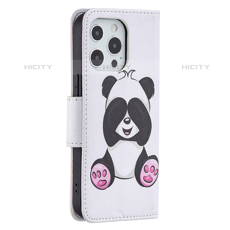 Custodia Portafoglio In Pelle Fantasia Modello Cover con Supporto L07 per Apple iPhone 15 Pro Bianco