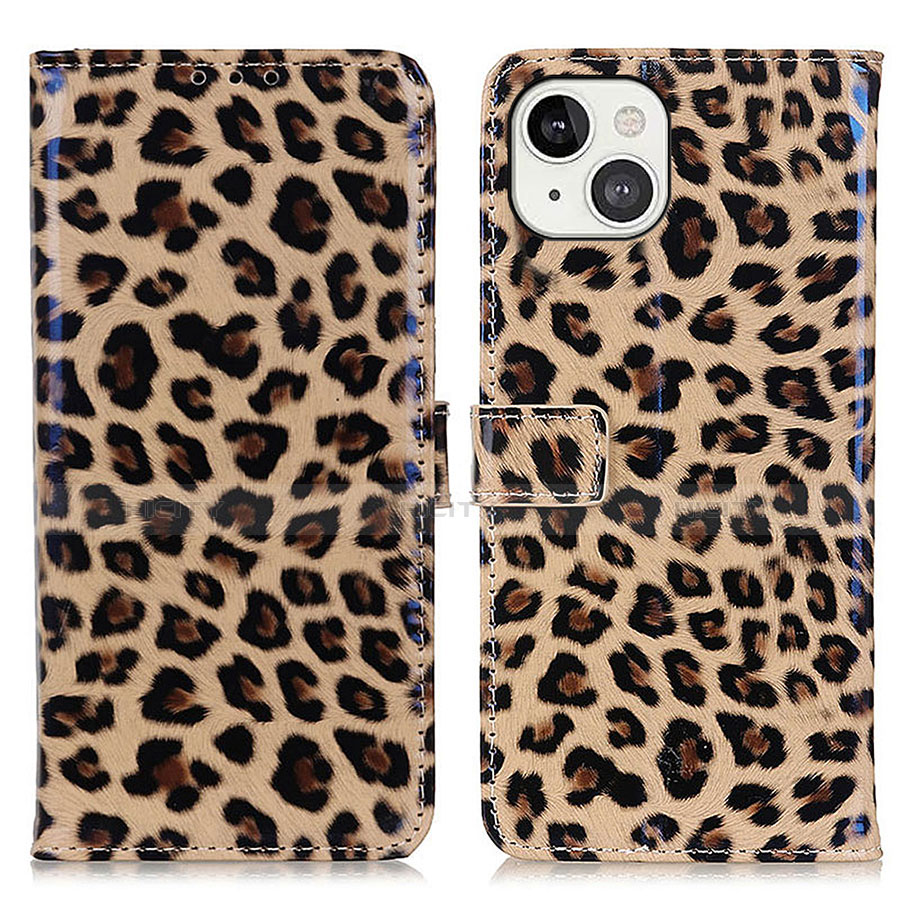 Custodia Portafoglio In Pelle Fantasia Modello Cover con Supporto L09 per Apple iPhone 13 Marrone