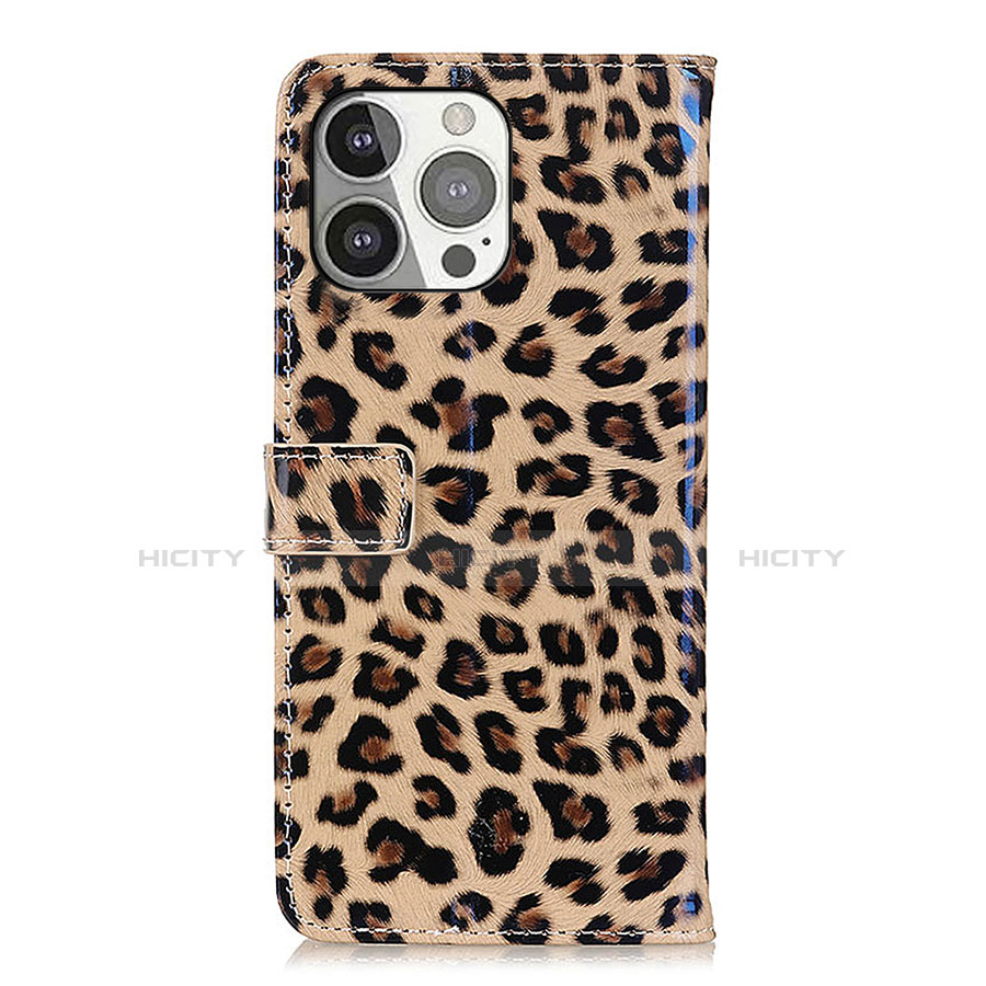 Custodia Portafoglio In Pelle Fantasia Modello Cover con Supporto L09 per Apple iPhone 14 Pro Marrone