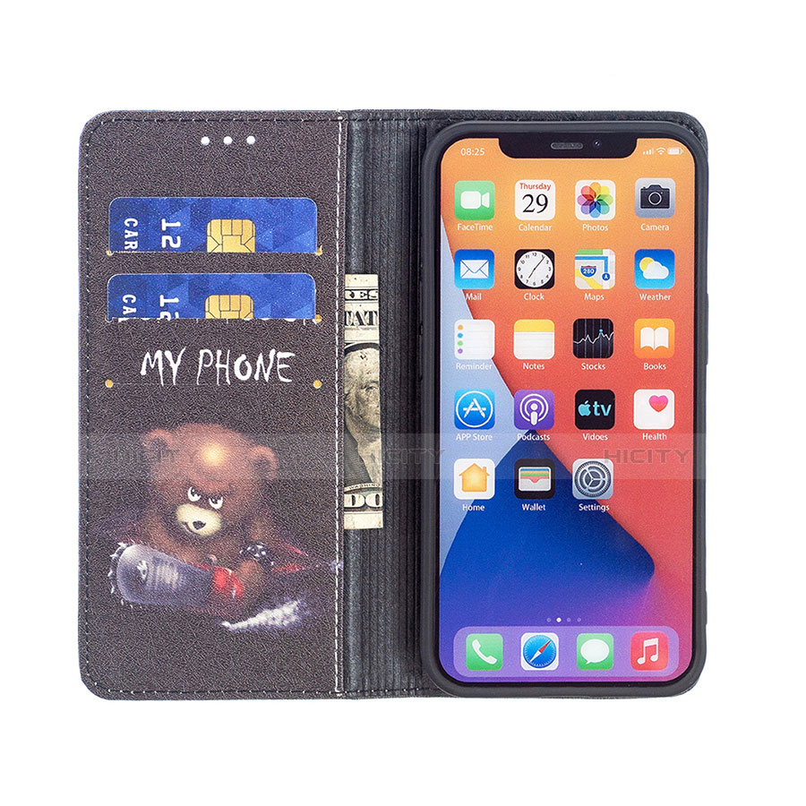 Custodia Portafoglio In Pelle Fantasia Modello Cover con Supporto per Apple iPhone 13 Nero