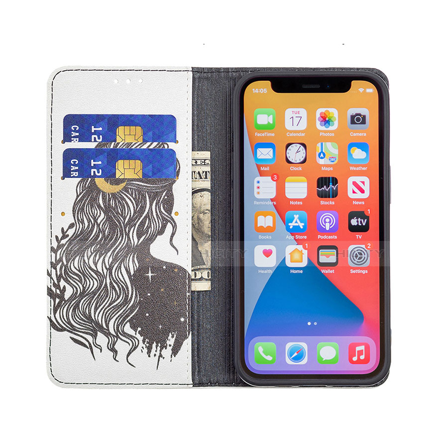 Custodia Portafoglio In Pelle Fantasia Modello Cover con Supporto per Apple iPhone 13 Pro Max Grigio