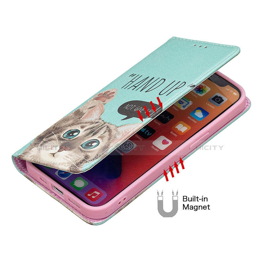 Custodia Portafoglio In Pelle Fantasia Modello Cover con Supporto per Apple iPhone 14 Plus Ciano