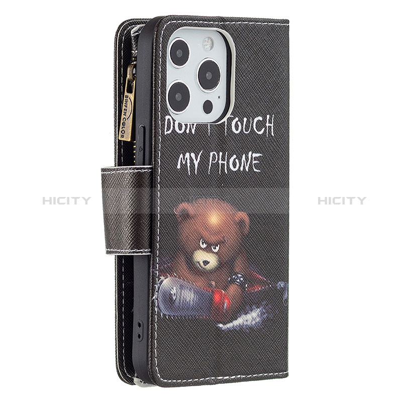 Custodia Portafoglio In Pelle Fantasia Modello Cover con Supporto per Apple iPhone 14 Pro Max Nero