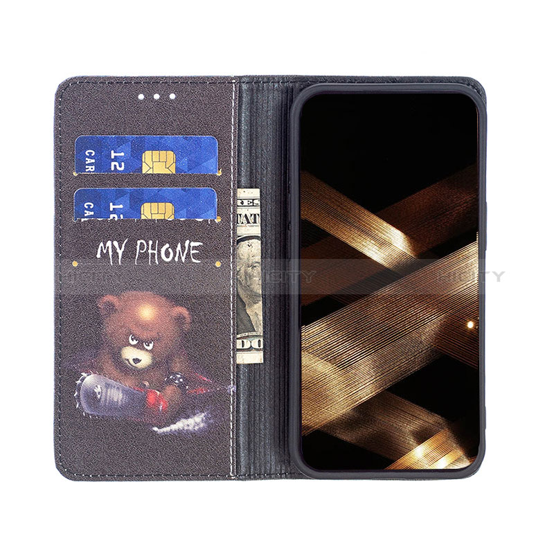 Custodia Portafoglio In Pelle Fantasia Modello Cover con Supporto per Apple iPhone 15 Nero