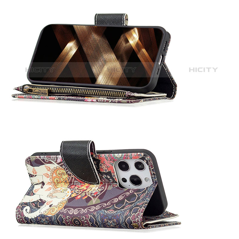 Custodia Portafoglio In Pelle Fantasia Modello Cover con Supporto per Apple iPhone 15 Pro Multicolore