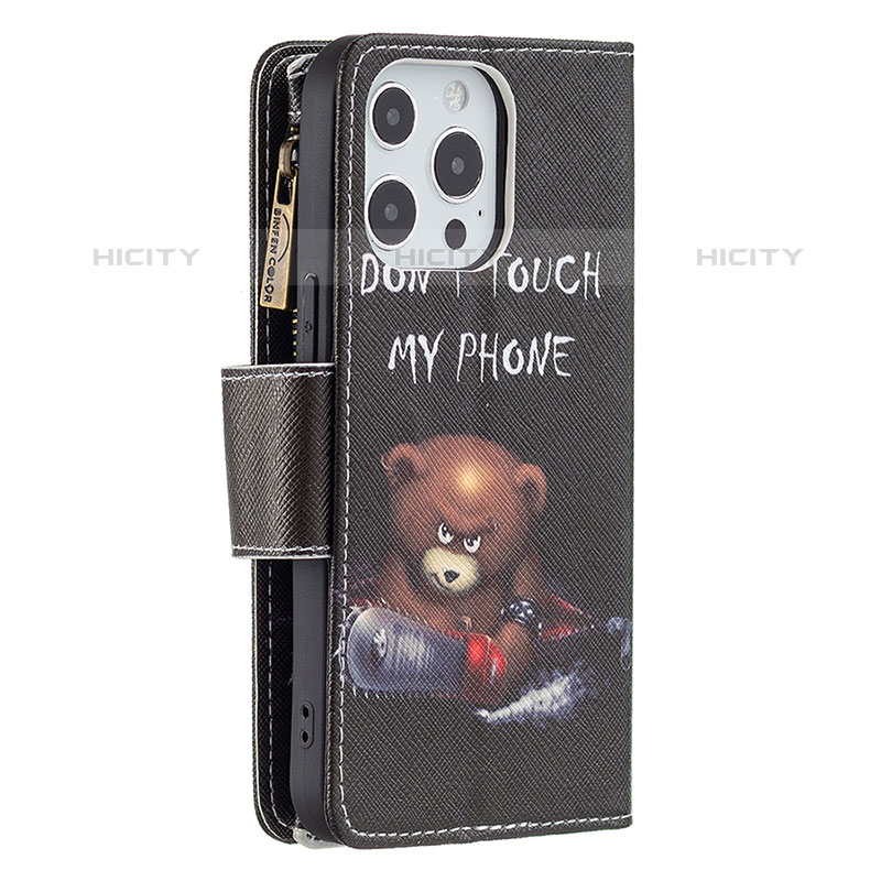 Custodia Portafoglio In Pelle Fantasia Modello Cover con Supporto per Apple iPhone 15 Pro Nero