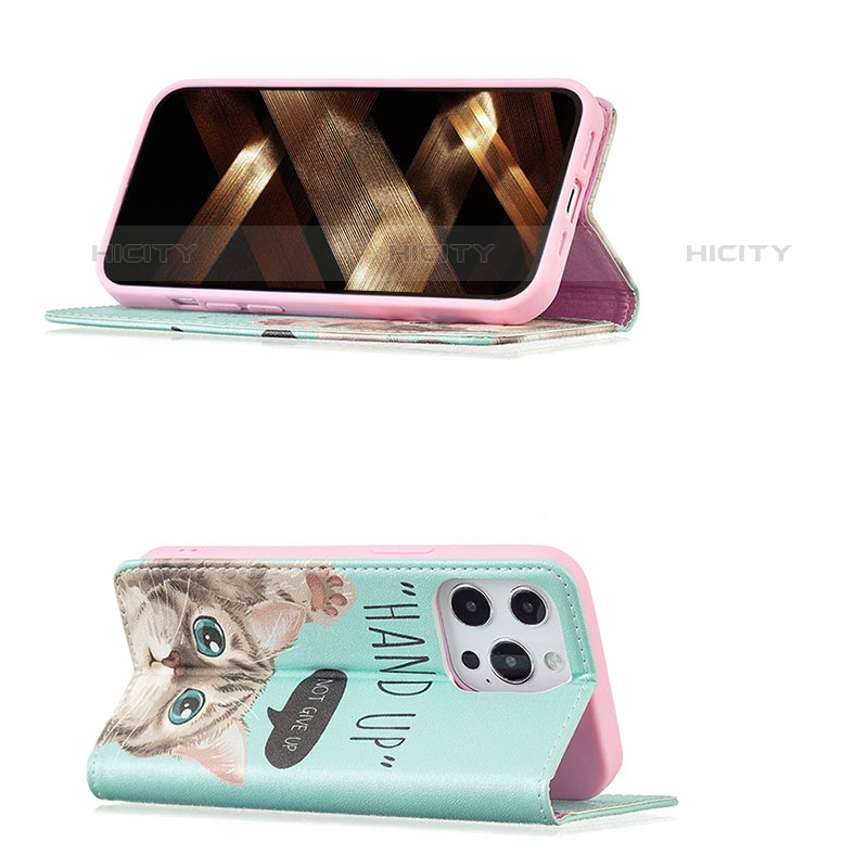 Custodia Portafoglio In Pelle Fantasia Modello Cover con Supporto per Apple iPhone 15 Pro Rosa