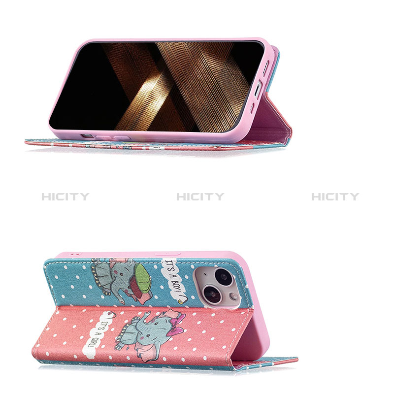 Custodia Portafoglio In Pelle Fantasia Modello Cover con Supporto per Apple iPhone 15 Rosa