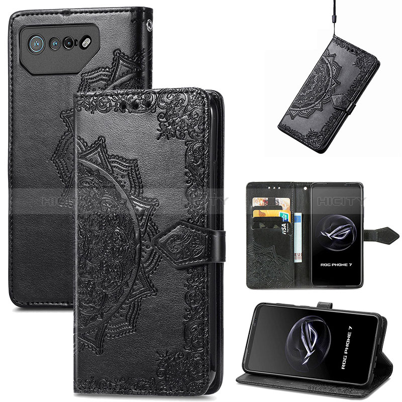 Custodia Portafoglio In Pelle Fantasia Modello Cover con Supporto per Asus ROG Phone 7 Pro