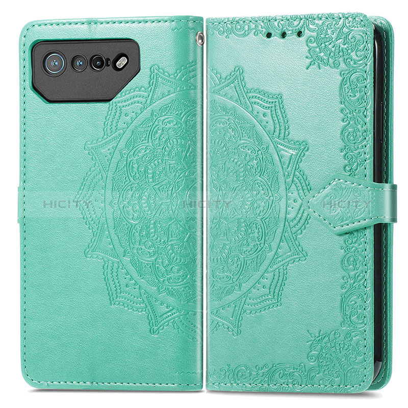 Custodia Portafoglio In Pelle Fantasia Modello Cover con Supporto per Asus ROG Phone 7 Ultimate Verde