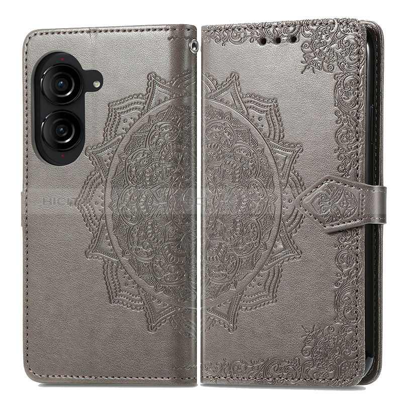 Custodia Portafoglio In Pelle Fantasia Modello Cover con Supporto per Asus ZenFone 10 Grigio