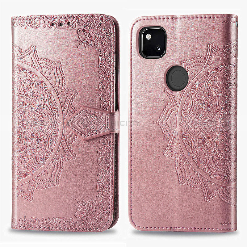 Custodia Portafoglio In Pelle Fantasia Modello Cover con Supporto per Google Pixel 4a Oro Rosa