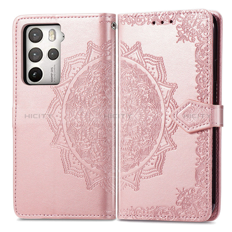 Custodia Portafoglio In Pelle Fantasia Modello Cover con Supporto per HTC U23 5G Oro Rosa