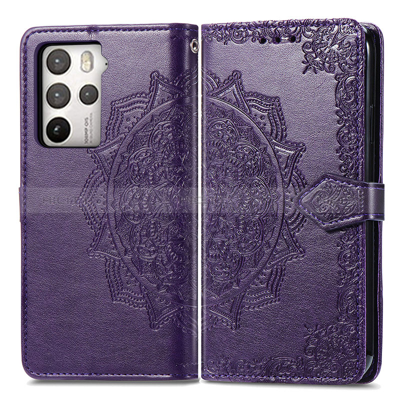 Custodia Portafoglio In Pelle Fantasia Modello Cover con Supporto per HTC U23 Pro 5G Viola