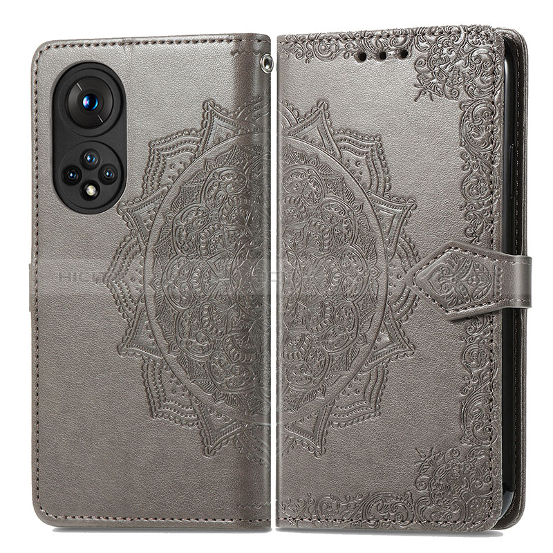 Custodia Portafoglio In Pelle Fantasia Modello Cover con Supporto per Huawei Honor 50 5G Grigio