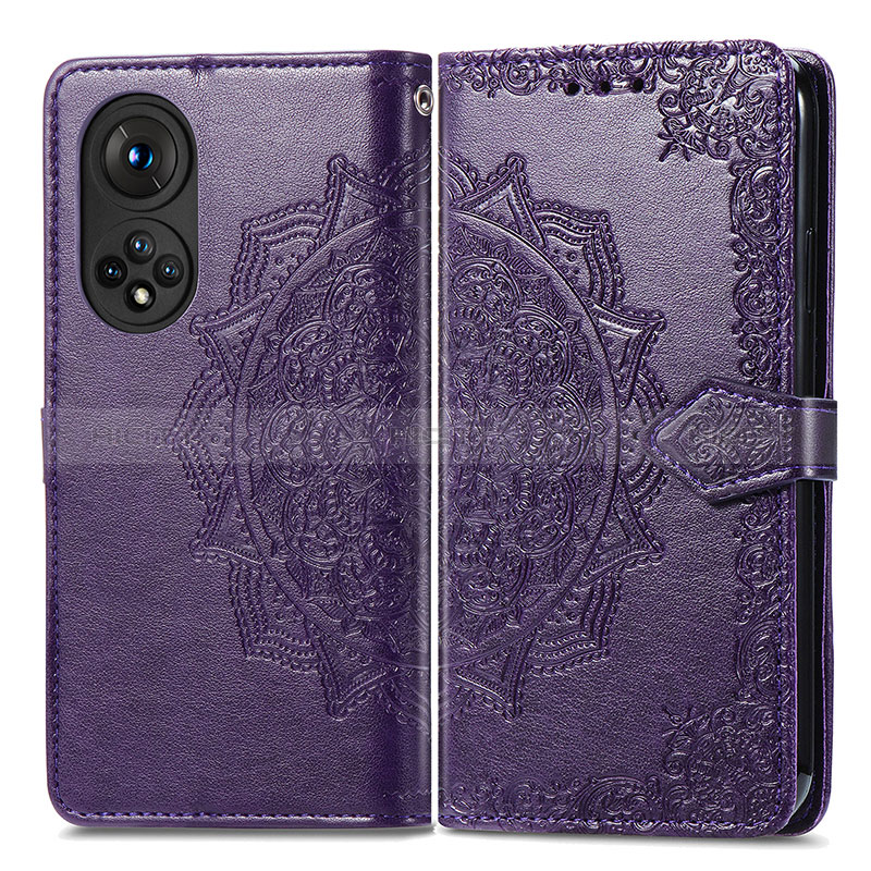 Custodia Portafoglio In Pelle Fantasia Modello Cover con Supporto per Huawei Honor 50 5G Viola