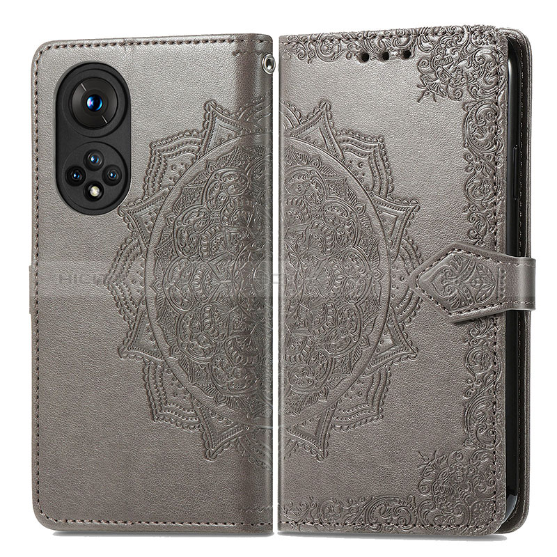 Custodia Portafoglio In Pelle Fantasia Modello Cover con Supporto per Huawei Honor 50 Pro 5G Grigio