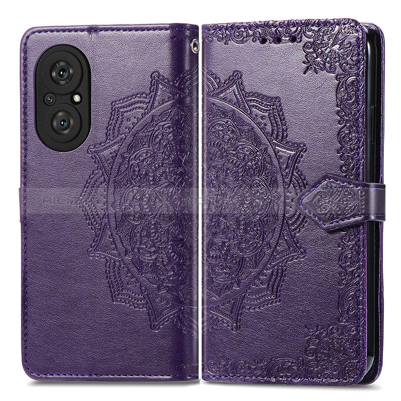 Custodia Portafoglio In Pelle Fantasia Modello Cover con Supporto per Huawei Honor 50 SE 5G Viola