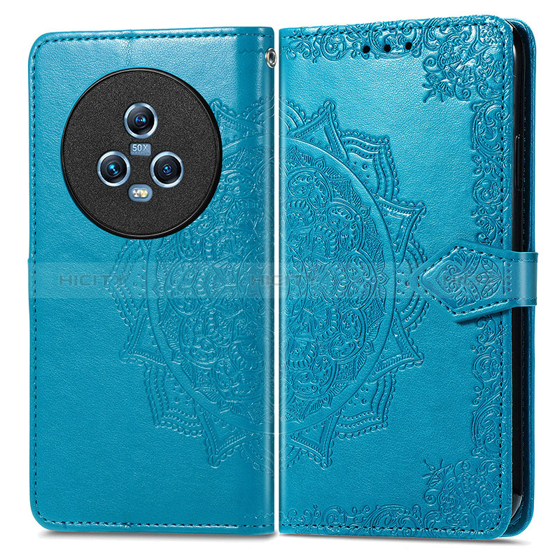 Custodia Portafoglio In Pelle Fantasia Modello Cover con Supporto per Huawei Honor Magic5 5G Blu