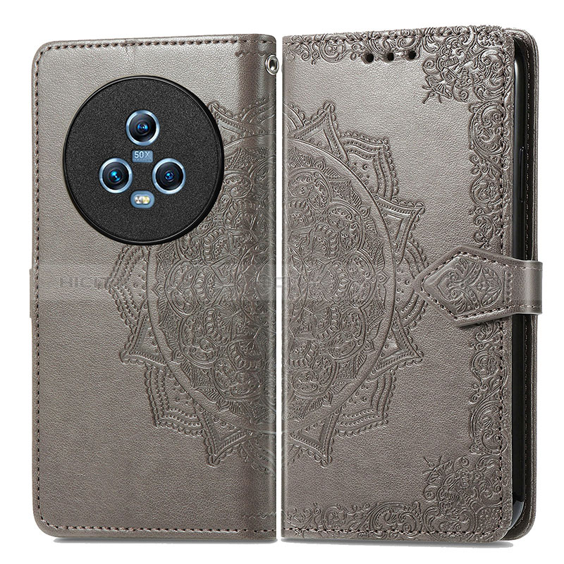 Custodia Portafoglio In Pelle Fantasia Modello Cover con Supporto per Huawei Honor Magic5 5G Grigio