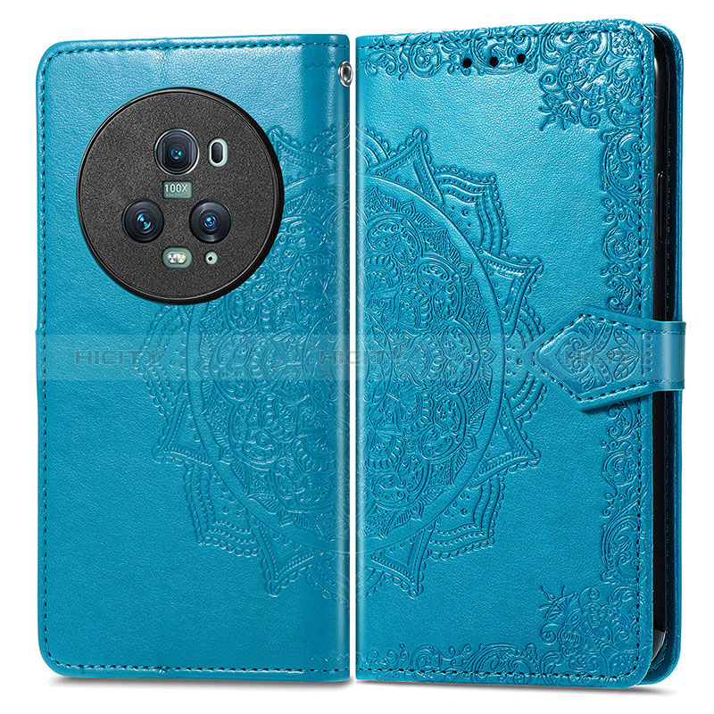 Custodia Portafoglio In Pelle Fantasia Modello Cover con Supporto per Huawei Honor Magic5 Pro 5G Blu