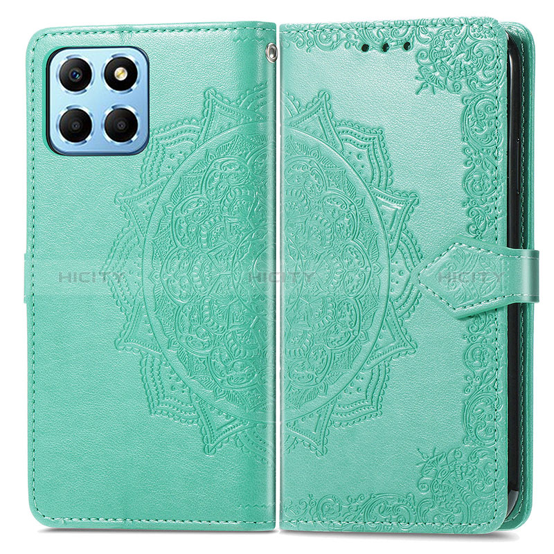 Custodia Portafoglio In Pelle Fantasia Modello Cover con Supporto per Huawei Honor X6 Verde