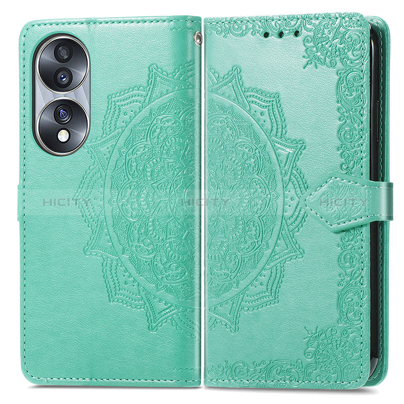 Custodia Portafoglio In Pelle Fantasia Modello Cover con Supporto per Huawei Honor X7b Verde