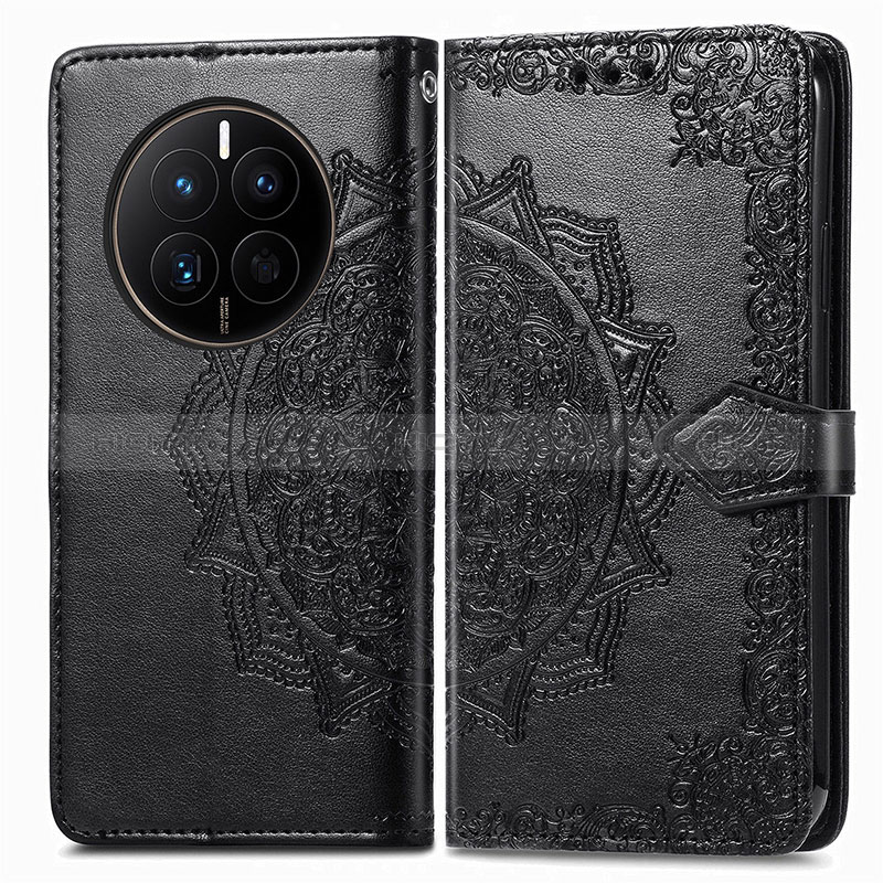 Custodia Portafoglio In Pelle Fantasia Modello Cover con Supporto per Huawei Mate 50 Nero