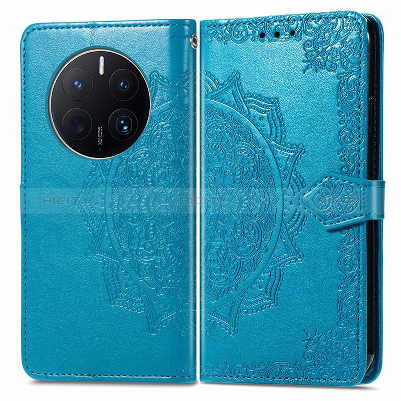 Custodia Portafoglio In Pelle Fantasia Modello Cover con Supporto per Huawei Mate 50 Pro Blu