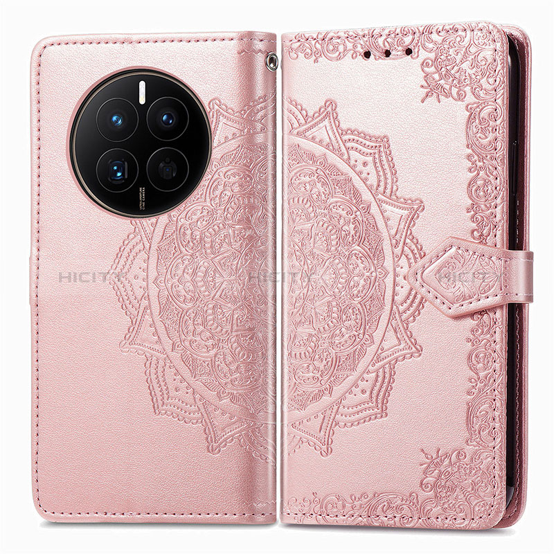 Custodia Portafoglio In Pelle Fantasia Modello Cover con Supporto per Huawei Mate 50E Oro Rosa