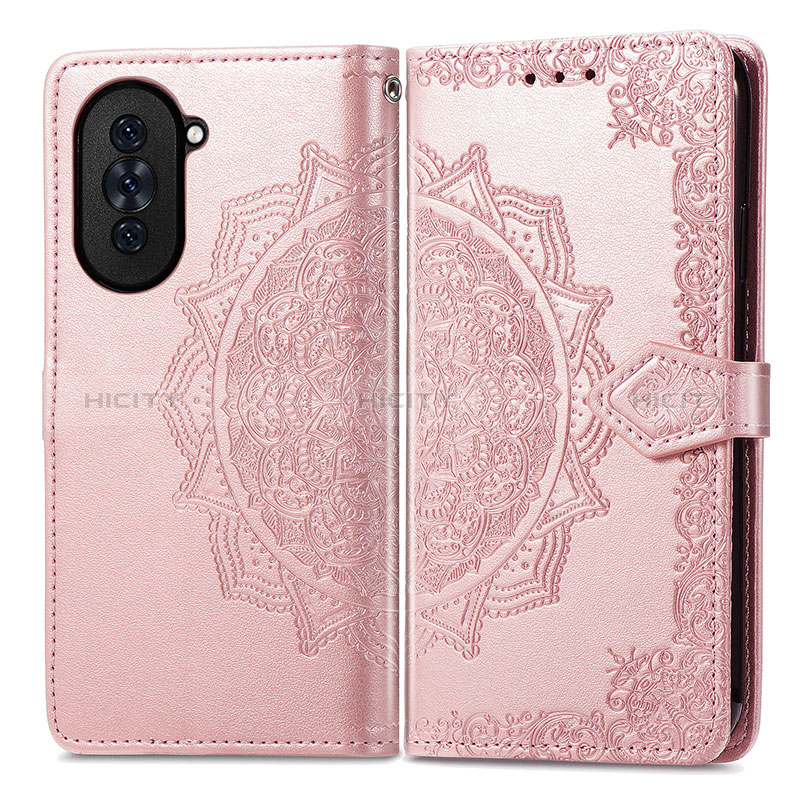 Custodia Portafoglio In Pelle Fantasia Modello Cover con Supporto per Huawei Nova 10 Oro Rosa