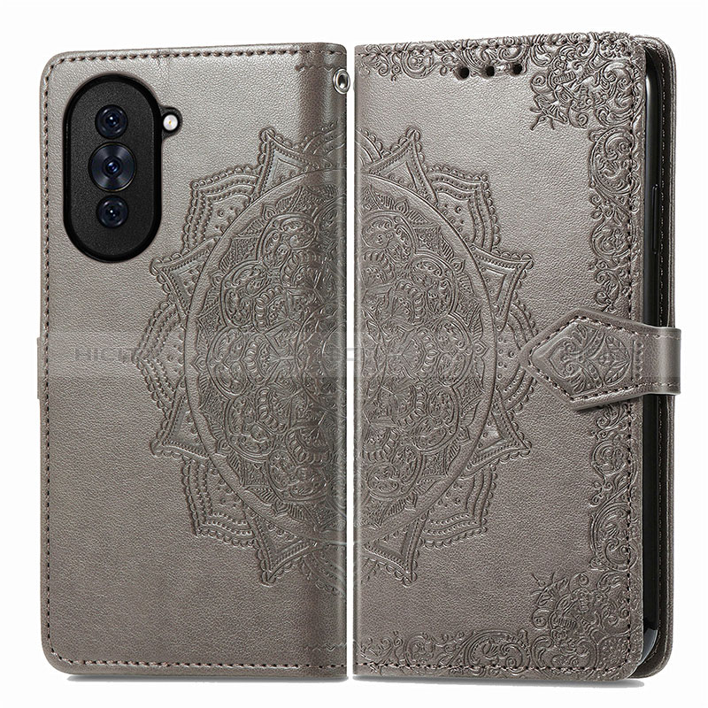 Custodia Portafoglio In Pelle Fantasia Modello Cover con Supporto per Huawei Nova 10 Pro Grigio