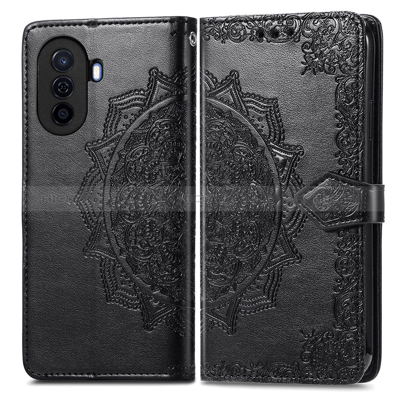 Custodia Portafoglio In Pelle Fantasia Modello Cover con Supporto per Huawei Nova Y71 Nero