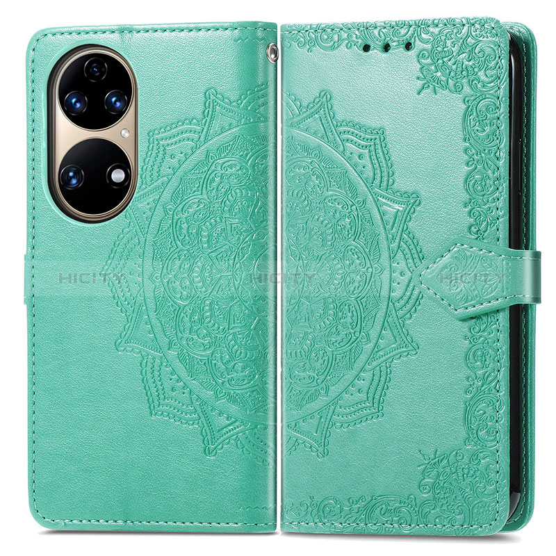 Custodia Portafoglio In Pelle Fantasia Modello Cover con Supporto per Huawei P50 Verde