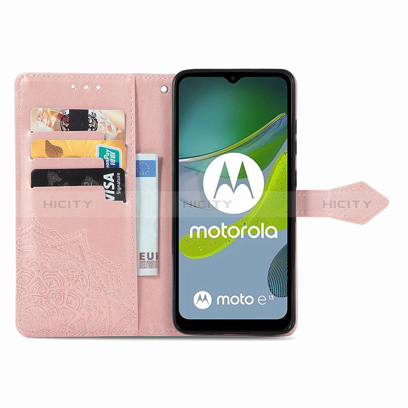 Custodia Portafoglio In Pelle Fantasia Modello Cover con Supporto per Motorola Moto E13