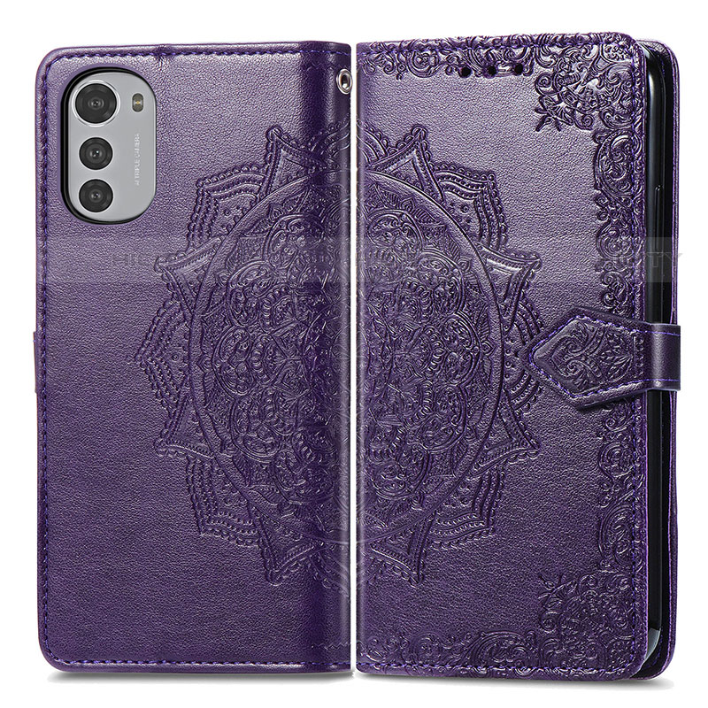 Custodia Portafoglio In Pelle Fantasia Modello Cover con Supporto per Motorola Moto E32 Viola