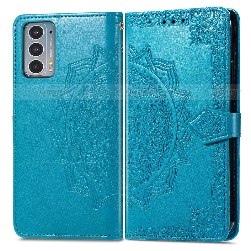 Custodia Portafoglio In Pelle Fantasia Modello Cover con Supporto per Motorola Moto Edge 20 5G Blu