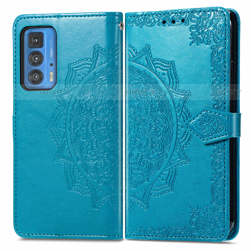 Custodia Portafoglio In Pelle Fantasia Modello Cover con Supporto per Motorola Moto Edge 20 Pro 5G Blu