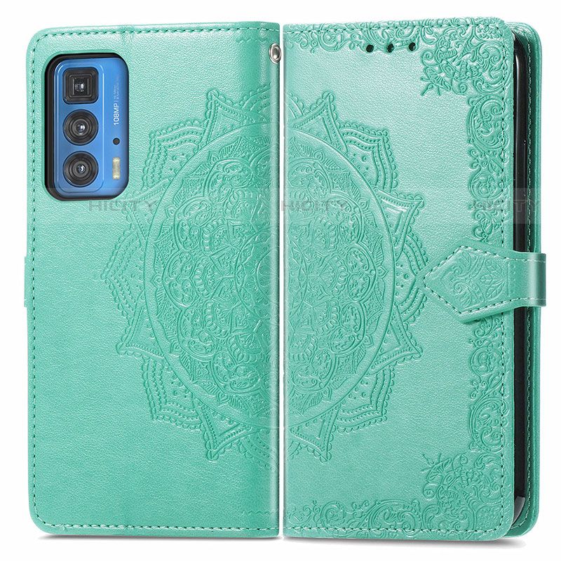 Custodia Portafoglio In Pelle Fantasia Modello Cover con Supporto per Motorola Moto Edge 20 Pro 5G Verde